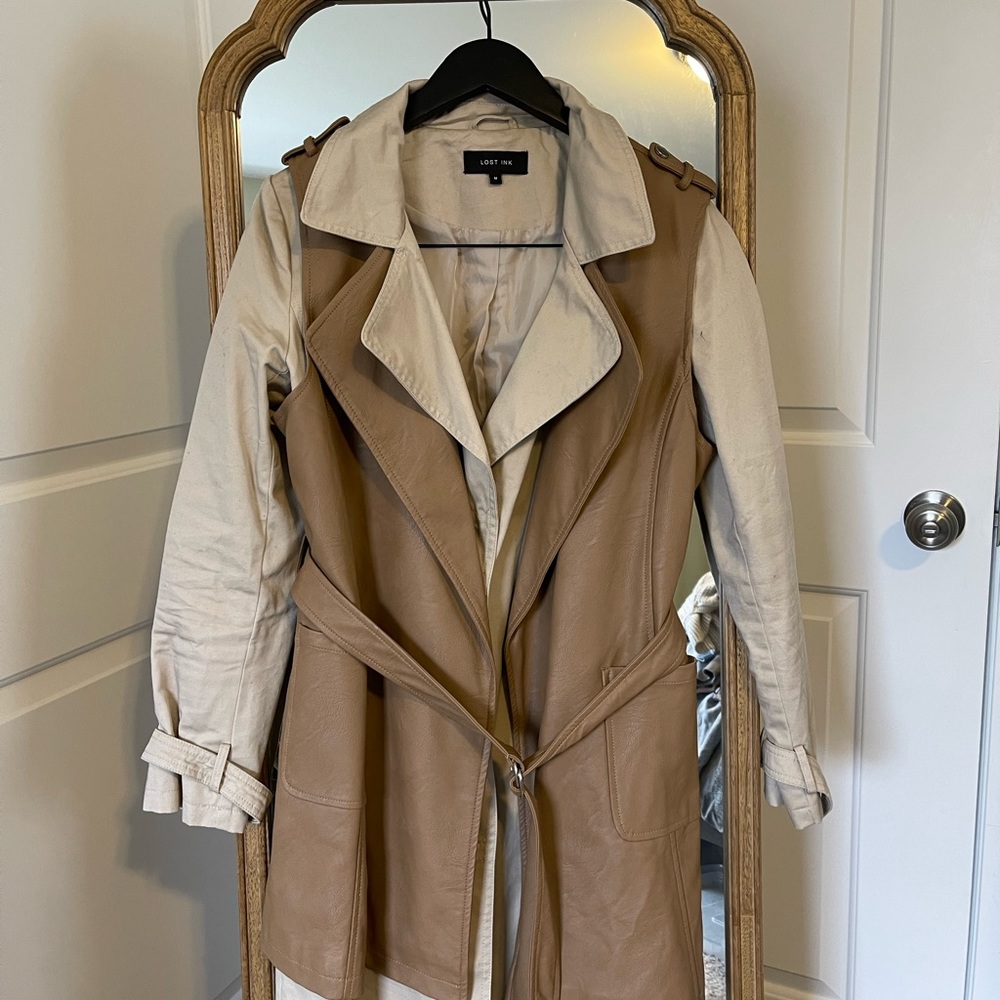 LOST INK trench with leather vest